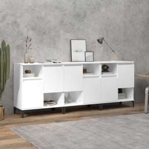 Coimbra Wooden Sideboard With 6 Doors In White - UK