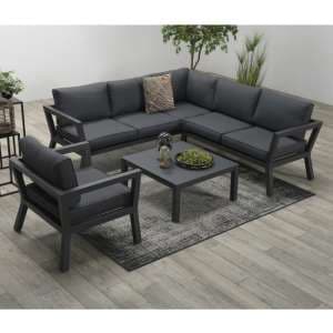 Colap Corner Sofa With Coffee Table And Armchair In Carbon Black