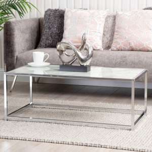 Colfax Glass Coffee Table In White Marble Effect