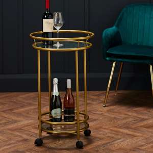 Colin Round Glass Shelves Drinks Trolley With Gold Frame