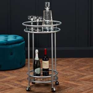 Colin Round Glass Shelves Drinks Trolley With Silver Frame