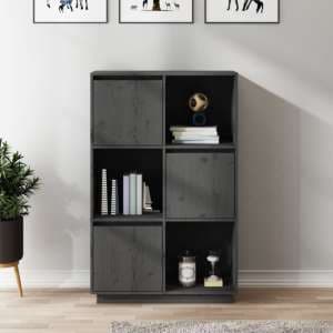 Colix Pine Wood Storage Cabinet With 3 Doors In Grey - UK
