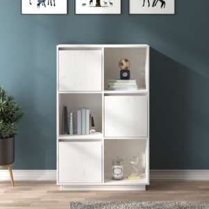 Colix Pine Wood Storage Cabinet With 3 Doors In White - UK