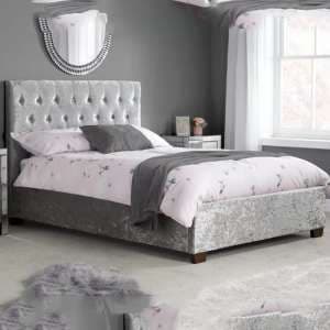 Colognes Fabric King Size Bed In Steel Crushed Velvet - UK