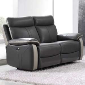 Colon Electric Leather 2 Seater Sofa In Dual Tone Dark Grey - UK