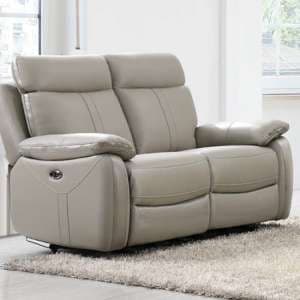 Colon Electric Leather 2 Seater Sofa In Light Grey - UK