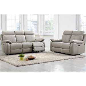 Colon Electric Leather 3+2 Sofa Set In Light Grey - UK