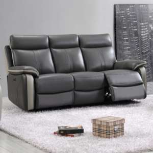 Colon Electric Leather 3 Seater Sofa In Dual Tone Dark Grey - UK