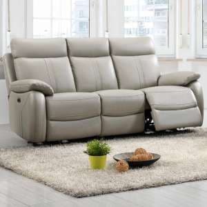 Colon Electric Leather 3 Seater Sofa In Light Grey - UK