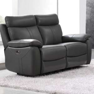 Colon Electric Leather Recliner 2 Seater Sofa In Dark Grey - UK