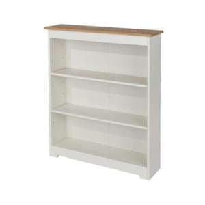 Chorley Low Wide Bookcase In White With Adjustable Shelves