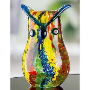 Colorants Glass Owl Design Sculpture In Multicolor