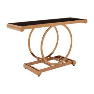 Columbus Black Glass Console Table With Rose Gold Frame - UK
