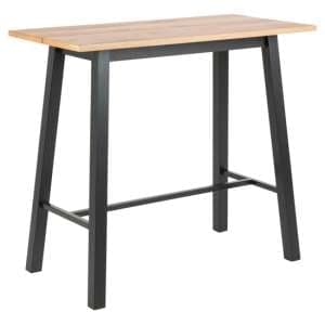 Colza Wooden Bar Table With Black Metal Legs In Wild Oak - UK