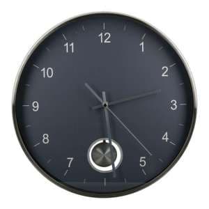 Comb Glass Wall Clock With Dark Grey And Silver Metal Frame