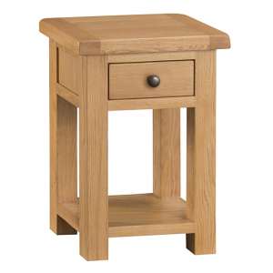 Concan Wooden 1 Drawer Side Table In Medium Oak - UK