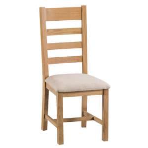 Concan Ladder Back Fabric Seat Dining Chair In Medium Oak