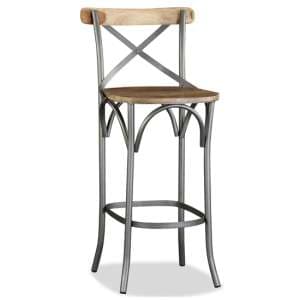 Connie Outdoor Wooden Bar Chair With Steel Frame In Oak - UK