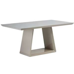 Conrad Glass Top High Gloss Rectangular Dining Table In Latte