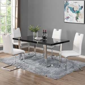 Constable Milano Marble Effect Dining Table 6 Petra White Chair - UK