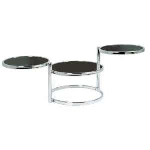 Moon Swivel Coffee Table In Black Glass With Chrome Frame