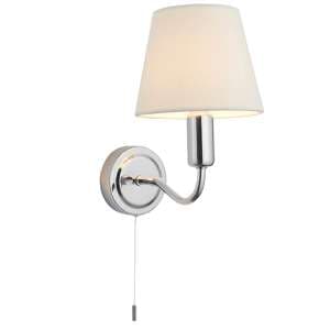 Conway Ivory Fabric Shade Wall Light In Chrome - UK