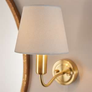 Conway Ivory Fabric Shade Wall Light In Satin Brass - UK