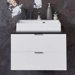 Coone Vanity Unit With Basin In White High Gloss And Graphite