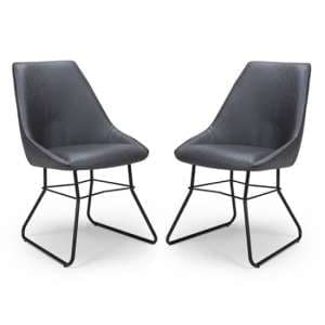 Cooper Grey Faux Leather Dining Chair In A Pair - UK