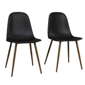 Couplie Black Plastic Dining Chairs With Metal Frame In Pair - UK
