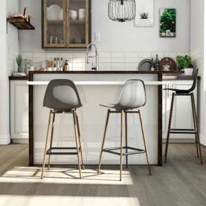 Couplie Plastic Bar Chair With Metal Frame In Grey