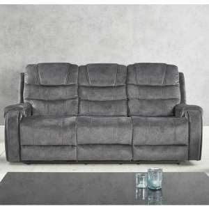 Cora Velvet Recliner 3 Seater Sofa In Dark Grey - UK