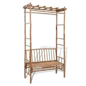 Cora Wooden Garden Bamboo Bench With Pergola In Natural - UK