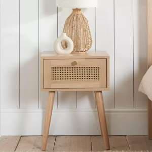 Coralie Wooden Bedside Cabinet With 1 Drawer In Oak - UK