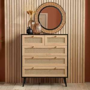 Coralie Wooden Chest Of 5 Drawers In Black - UK