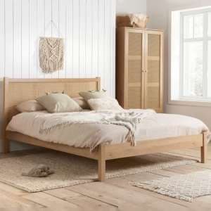 Coralie Wooden Double Bed In Oak - UK