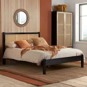 Coralie Wooden King Size Bed In Black - UK