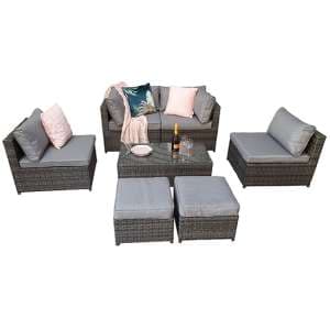 Cordoba Modular Lounge Sofa Set In Mixed Flat Grey Weave - UK