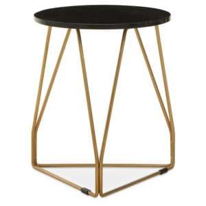 Cordue Black Marble Top Side Table With Gold Metal Frame - UK