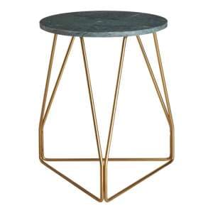 Cordue Green Marble Top Side Table With Gold Metal Frame - UK