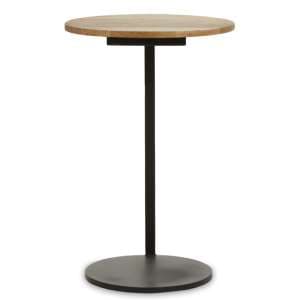 Cordue Natural Wooden Top Side Table With Black Metal Base - UK