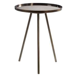 Cordue Round Glass Top Side Table In Black - UK