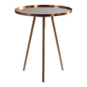 Cordue Round Glass Top Side Table In Copper
