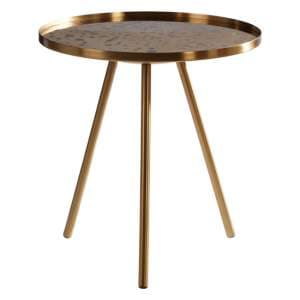 Cordue Round Glass Top Side Table In Warm Gold - UK