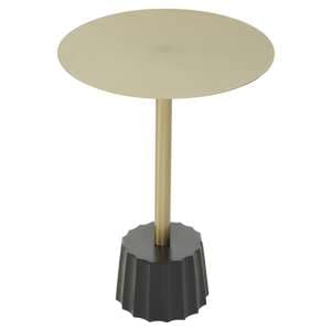 Cordue Round Metal Side Table With Black Base In Gold - UK