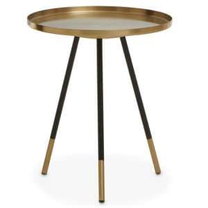Cordue Round Metal Side Table In Gold And Black - UK