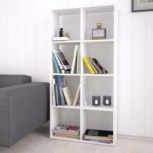 Corfu Wooden Shelving Unit In White With 8 Compartments
