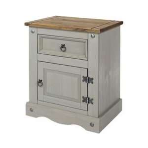 Consett Bedside Cabinet In Grey Wax With One Door And Drawer - UK