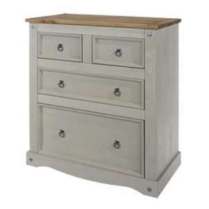 Consett Chest Of Drawers In Grey Washed Wax With Four Drawers - UK
