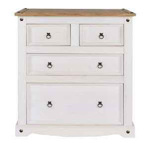 Consett Chest Of Drawers In White Washed Wax With Four Drawers - UK
